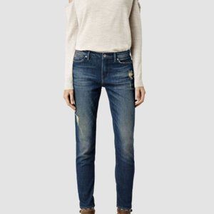 AllSaints Zig Skinny Jeans Distressed Size 25